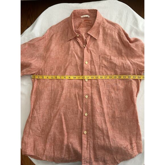 Tommy Bahama Linen Collared Button Front Shirt Mens Size XL Orange Beach Summer - Picture 6 of 8